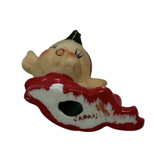 Vintage Red Pixie Elf Pointed Ears Ceramic Figurine Japan Mid Century Christmas - Picture 6 of 10